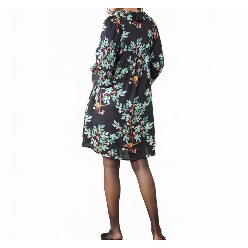 Printfresh NWT Magnolia Dress Pheasant & Fig  Medium Knee Length Black Holidays - Picture 3 of 5